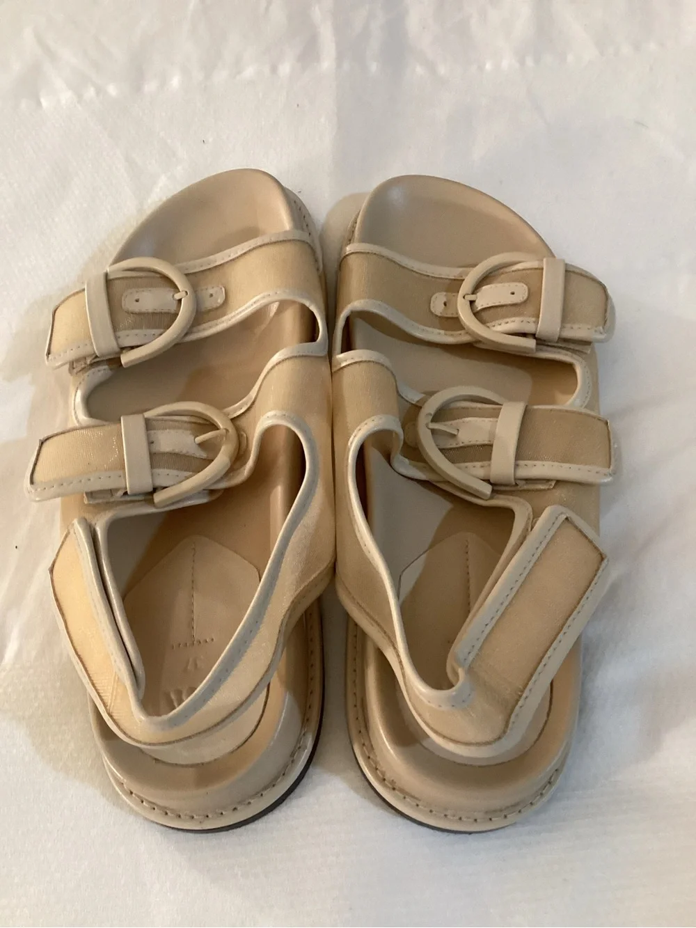 Zara Buckled Flat Mesh Sandals - Picture 4 of 14